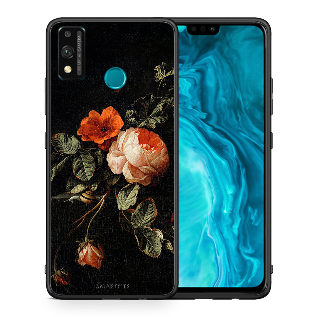 Θήκη Honor 9X Lite Vintage Roses από τη Smartfits με σχέδιο στο πίσω μέρος και μαύρο περίβλημα | Honor 9X Lite Vintage Roses case with colorful back and black bezels