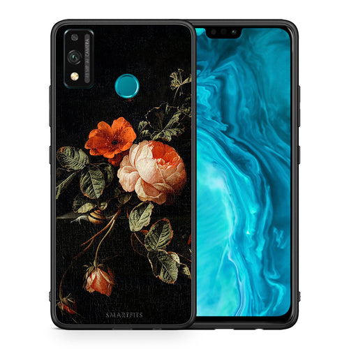 Θήκη Honor 9X Lite Vintage Roses από τη Smartfits με σχέδιο στο πίσω μέρος και μαύρο περίβλημα | Honor 9X Lite Vintage Roses case with colorful back and black bezels