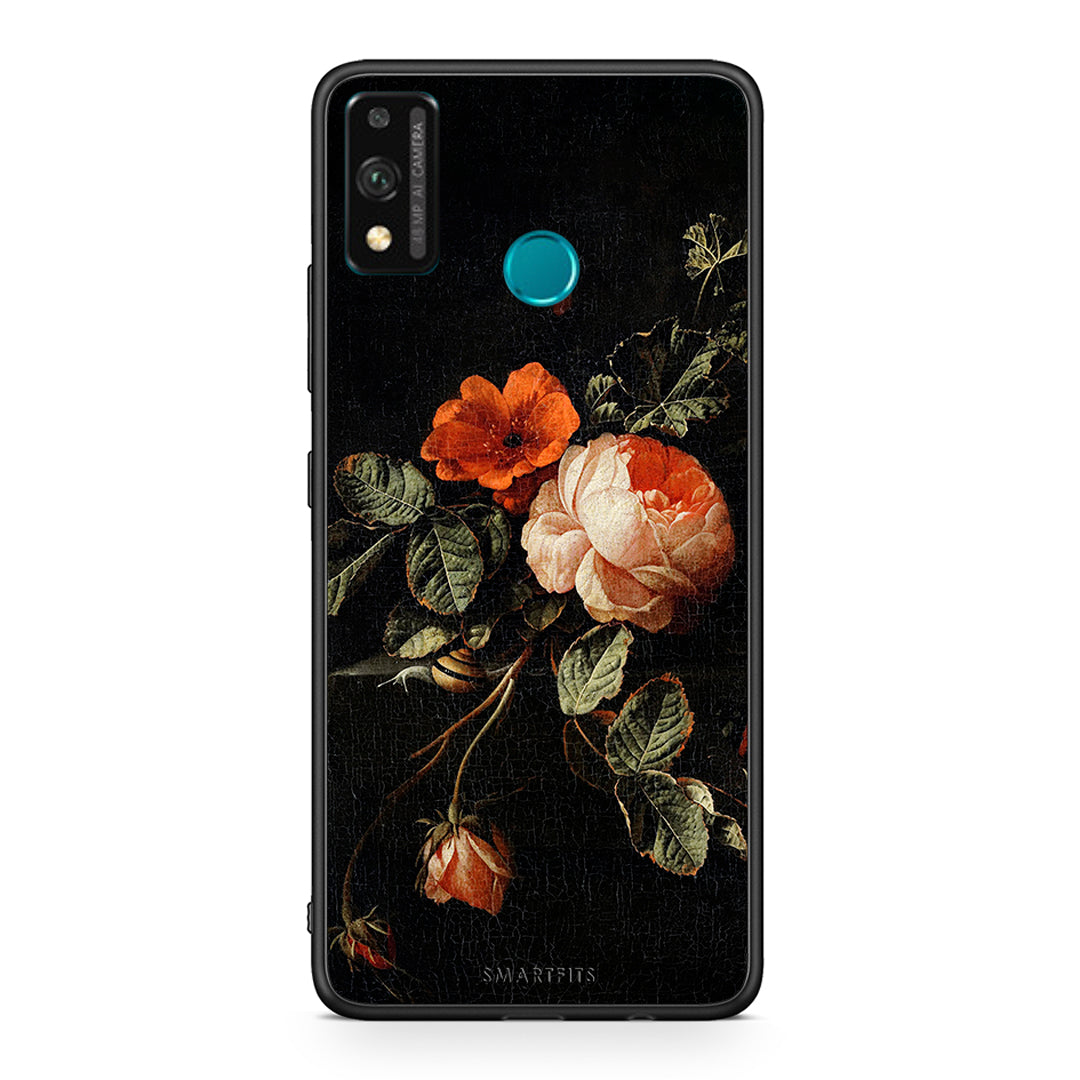 Honor 9X Lite Vintage Roses θήκη από τη Smartfits με σχέδιο στο πίσω μέρος και μαύρο περίβλημα | Smartphone case with colorful back and black bezels by Smartfits