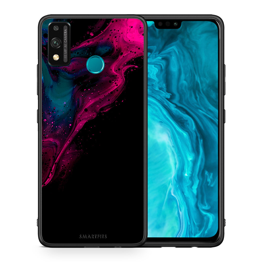 Θήκη Honor 9X Lite Pink Black Watercolor από τη Smartfits με σχέδιο στο πίσω μέρος και μαύρο περίβλημα | Honor 9X Lite Pink Black Watercolor case with colorful back and black bezels