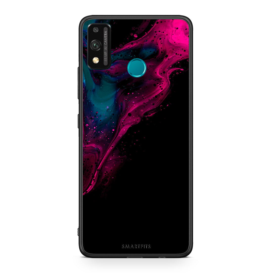 4 - Honor 9X Lite Pink Black Watercolor case, cover, bumper