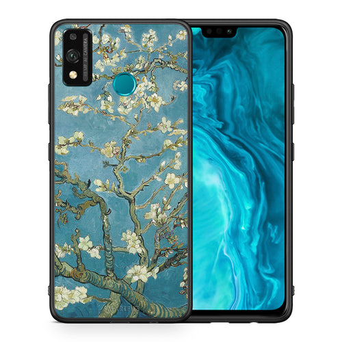 Θήκη Honor 9X Lite White Blossoms από τη Smartfits με σχέδιο στο πίσω μέρος και μαύρο περίβλημα | Honor 9X Lite White Blossoms case with colorful back and black bezels