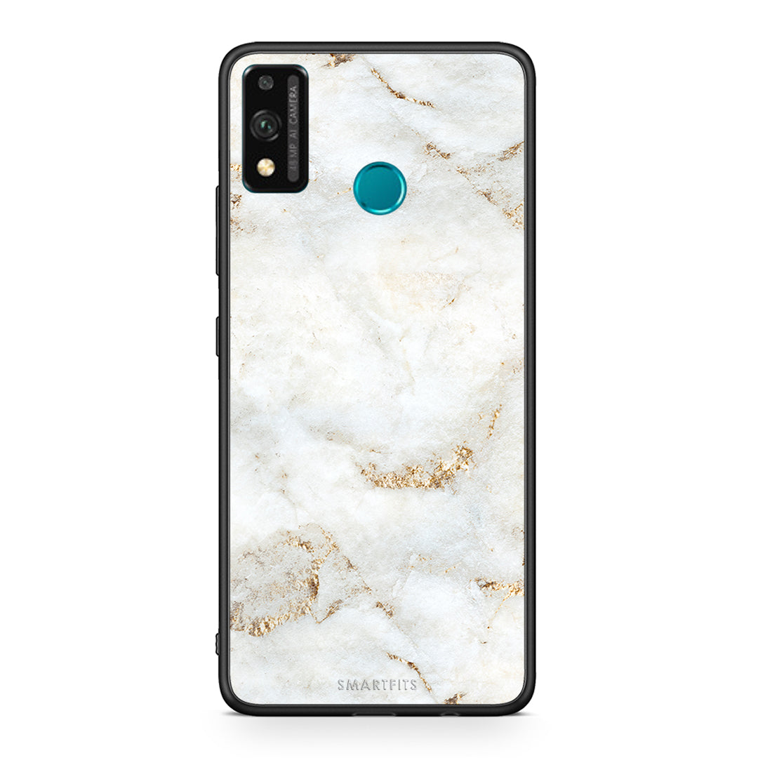Honor 9X Lite White Gold Marble θήκη από τη Smartfits με σχέδιο στο πίσω μέρος και μαύρο περίβλημα | Smartphone case with colorful back and black bezels by Smartfits