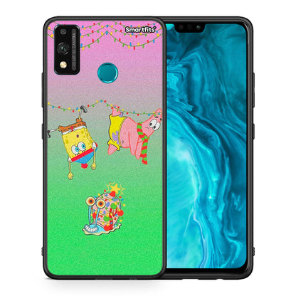 Θήκη Honor 9X Lite Xmas Lights από τη Smartfits με σχέδιο στο πίσω μέρος και μαύρο περίβλημα | Honor 9X Lite Xmas Lights case with colorful back and black bezels