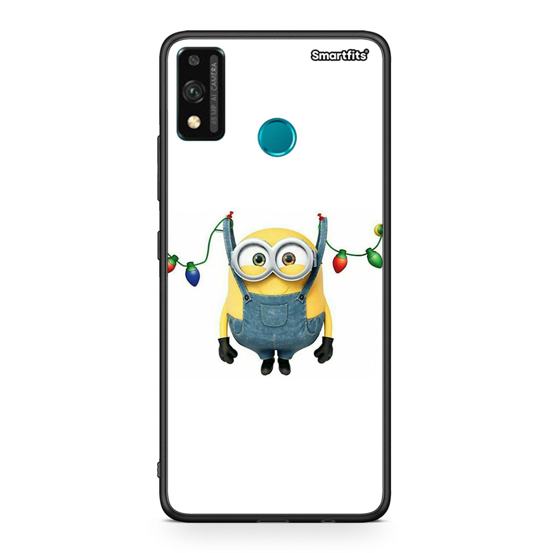 Honor 9X Lite Xmas Minion Lights θήκη από τη Smartfits με σχέδιο στο πίσω μέρος και μαύρο περίβλημα | Smartphone case with colorful back and black bezels by Smartfits