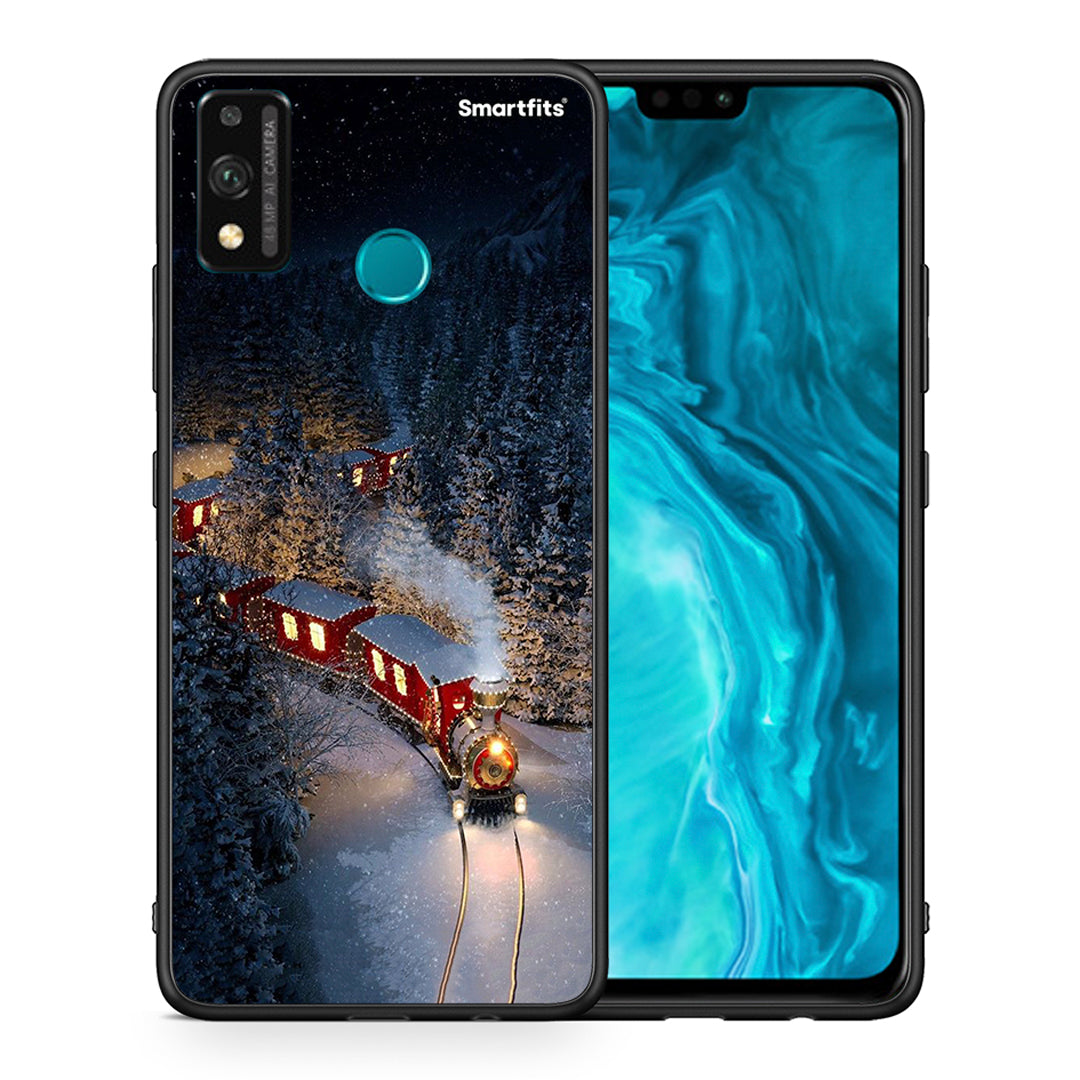 Θήκη Honor 9X Lite Xmas Train από τη Smartfits με σχέδιο στο πίσω μέρος και μαύρο περίβλημα | Honor 9X Lite Xmas Train case with colorful back and black bezels