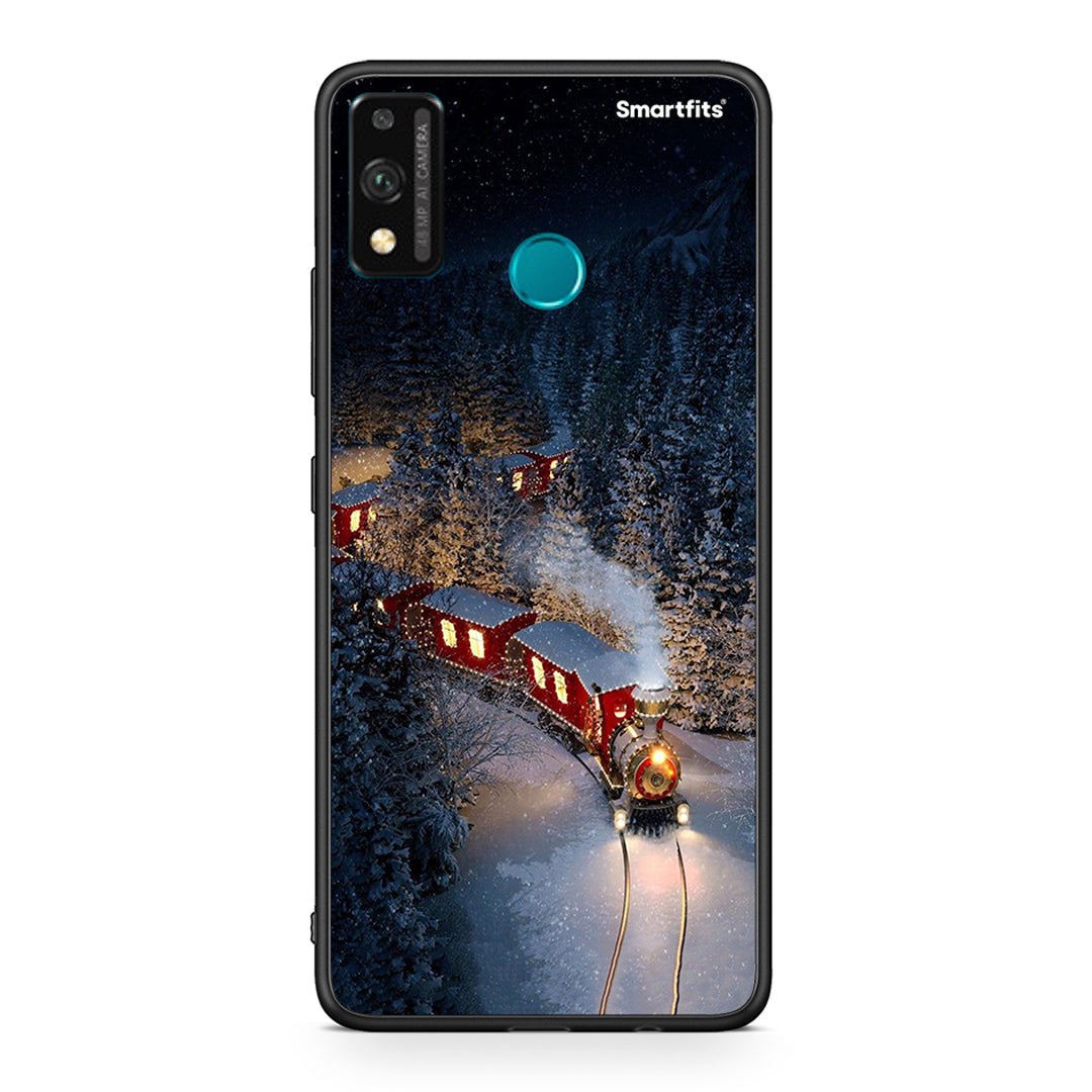 Honor 9X Lite Xmas Train θήκη από τη Smartfits με σχέδιο στο πίσω μέρος και μαύρο περίβλημα | Smartphone case with colorful back and black bezels by Smartfits