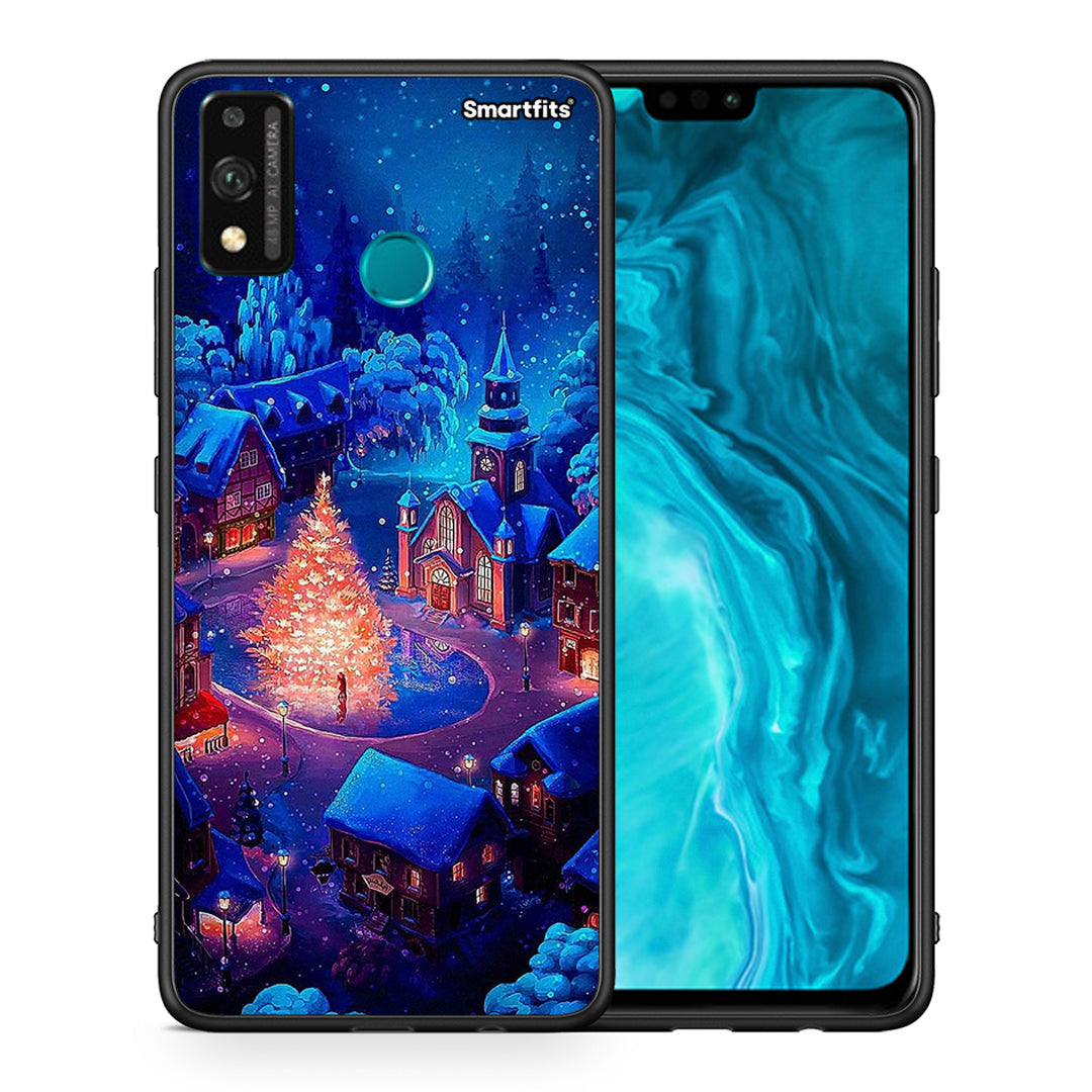 Θήκη Honor 9X Lite Xmas Village από τη Smartfits με σχέδιο στο πίσω μέρος και μαύρο περίβλημα | Honor 9X Lite Xmas Village case with colorful back and black bezels