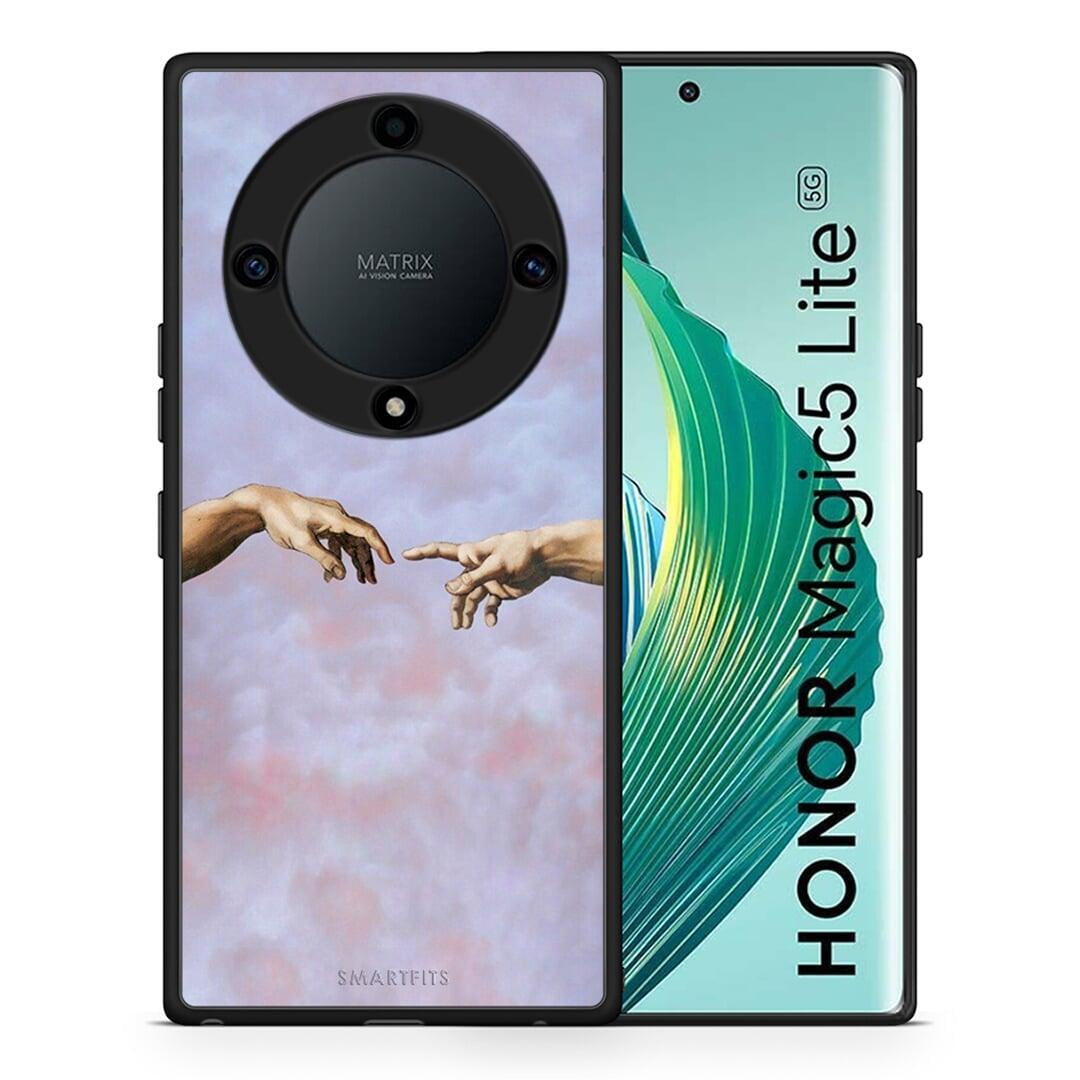 Θήκη Honor Magic5 Lite 5G / X9a Adam Hand από τη Smartfits με σχέδιο στο πίσω μέρος και μαύρο περίβλημα | Honor Magic5 Lite 5G / X9a Adam Hand Case with Colorful Back and Black Bezels