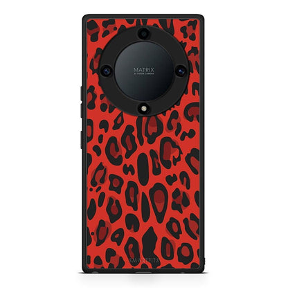Θήκη Honor Magic5 Lite 5G / X9a Animal Red Leopard από τη Smartfits με σχέδιο στο πίσω μέρος και μαύρο περίβλημα | Honor Magic5 Lite 5G / X9a Animal Red Leopard Case with Colorful Back and Black Bezels
