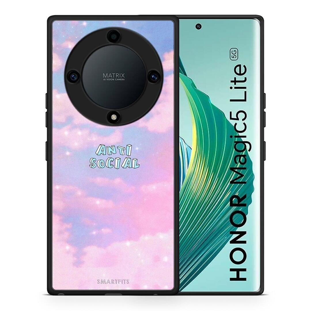 Θήκη Honor Magic5 Lite 5G / X40 / X9a Anti Social από τη Smartfits με σχέδιο στο πίσω μέρος και μαύρο περίβλημα | Honor Magic5 Lite 5G / X40 / X9a Anti Social Case with Colorful Back and Black Bezels