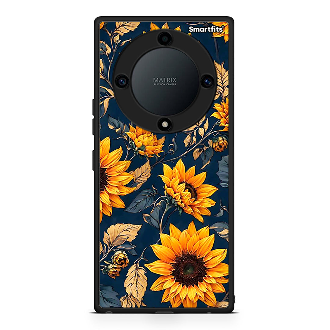 Θήκη Honor Magic5 Lite 5G / X9a Autumn Sunflowers από τη Smartfits με σχέδιο στο πίσω μέρος και μαύρο περίβλημα | Honor Magic5 Lite 5G / X9a Autumn Sunflowers Case with Colorful Back and Black Bezels