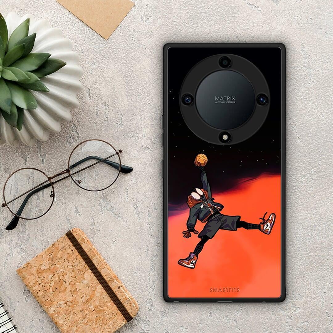 Θήκη Honor Magic5 Lite 5G / X9a Basketball Hero από τη Smartfits με σχέδιο στο πίσω μέρος και μαύρο περίβλημα | Honor Magic5 Lite 5G / X9a Basketball Hero Case with Colorful Back and Black Bezels