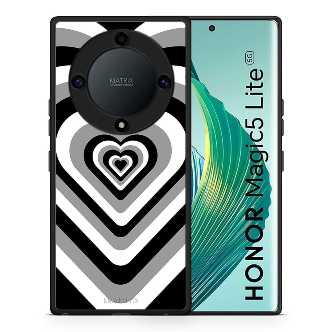 Θήκη Honor Magic5 Lite 5G / X9a Black Hearts από τη Smartfits με σχέδιο στο πίσω μέρος και μαύρο περίβλημα | Honor Magic5 Lite 5G / X9a Black Hearts Case with Colorful Back and Black Bezels