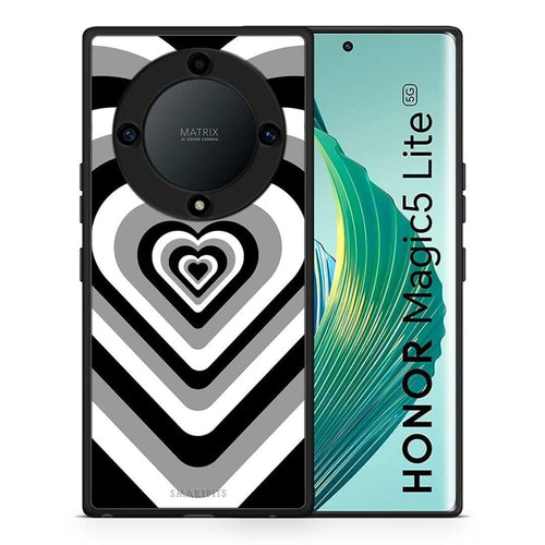 Θήκη Honor Magic5 Lite 5G / X9a Black Hearts από τη Smartfits με σχέδιο στο πίσω μέρος και μαύρο περίβλημα | Honor Magic5 Lite 5G / X9a Black Hearts Case with Colorful Back and Black Bezels