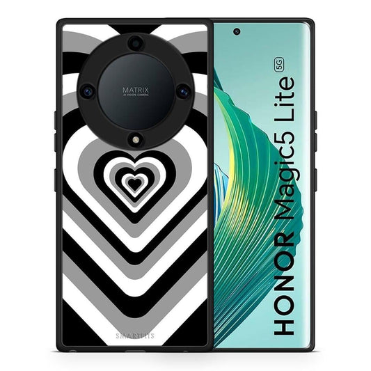 Θήκη Honor Magic5 Lite 5G / X9a Black Hearts από τη Smartfits με σχέδιο στο πίσω μέρος και μαύρο περίβλημα | Honor Magic5 Lite 5G / X9a Black Hearts Case with Colorful Back and Black Bezels