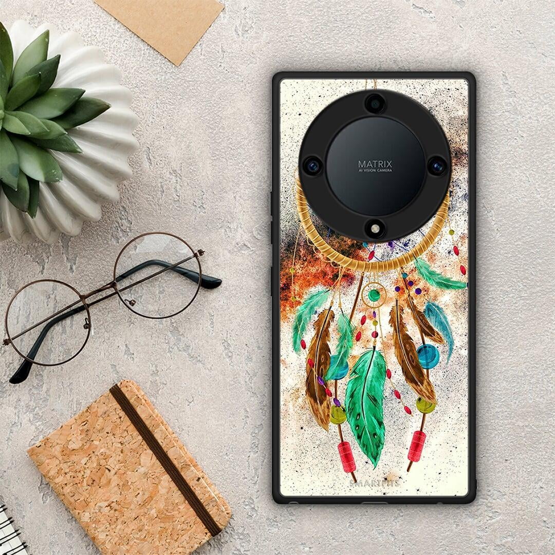 Θήκη Honor Magic5 Lite 5G / X9a Boho DreamCatcher από τη Smartfits με σχέδιο στο πίσω μέρος και μαύρο περίβλημα | Honor Magic5 Lite 5G / X9a Boho DreamCatcher Case with Colorful Back and Black Bezels