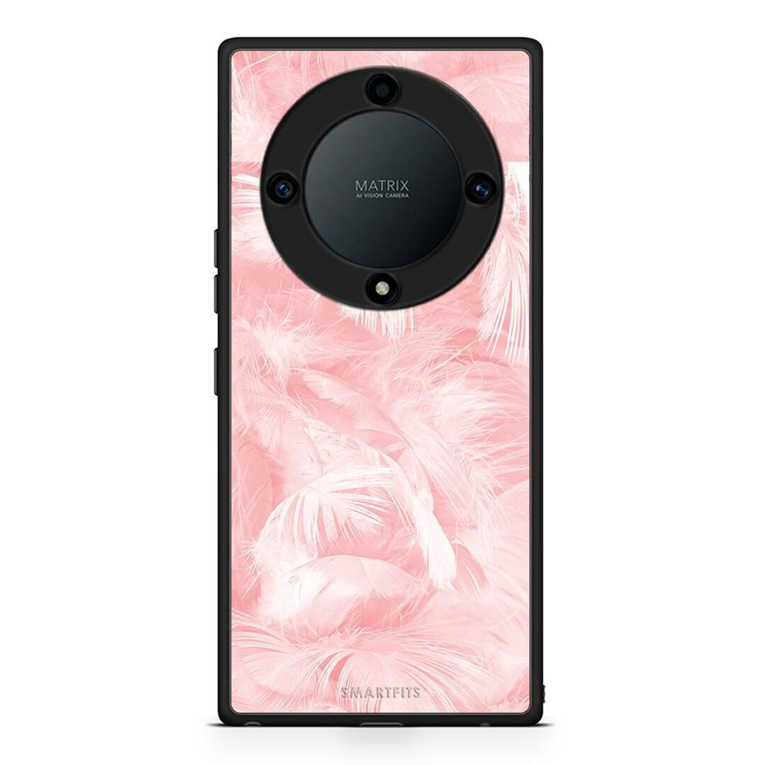 Θήκη Honor Magic5 Lite 5G / X9a Boho Pink Feather από τη Smartfits με σχέδιο στο πίσω μέρος και μαύρο περίβλημα | Honor Magic5 Lite 5G / X9a Boho Pink Feather Case with Colorful Back and Black Bezels