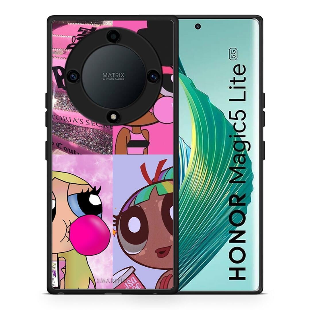 Θήκη Honor Magic5 Lite 5G / X9a Bubble Girls από τη Smartfits με σχέδιο στο πίσω μέρος και μαύρο περίβλημα | Honor Magic5 Lite 5G / X9a Bubble Girls Case with Colorful Back and Black Bezels