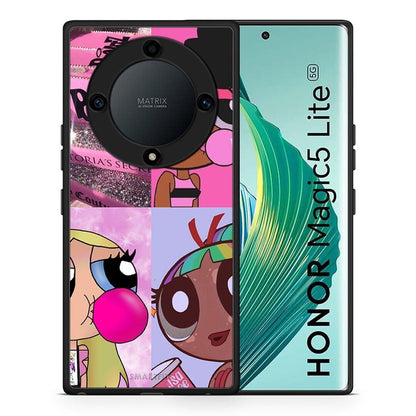 Θήκη Honor Magic5 Lite 5G / X9a Bubble Girls από τη Smartfits με σχέδιο στο πίσω μέρος και μαύρο περίβλημα | Honor Magic5 Lite 5G / X9a Bubble Girls Case with Colorful Back and Black Bezels
