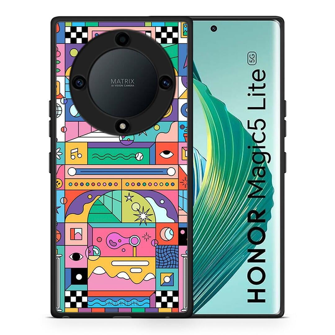 Θήκη Honor Magic5 Lite 5G / X40 / X9a Bubbles Soap από τη Smartfits με σχέδιο στο πίσω μέρος και μαύρο περίβλημα | Honor Magic5 Lite 5G / X40 / X9a Bubbles Soap Case with Colorful Back and Black Bezels