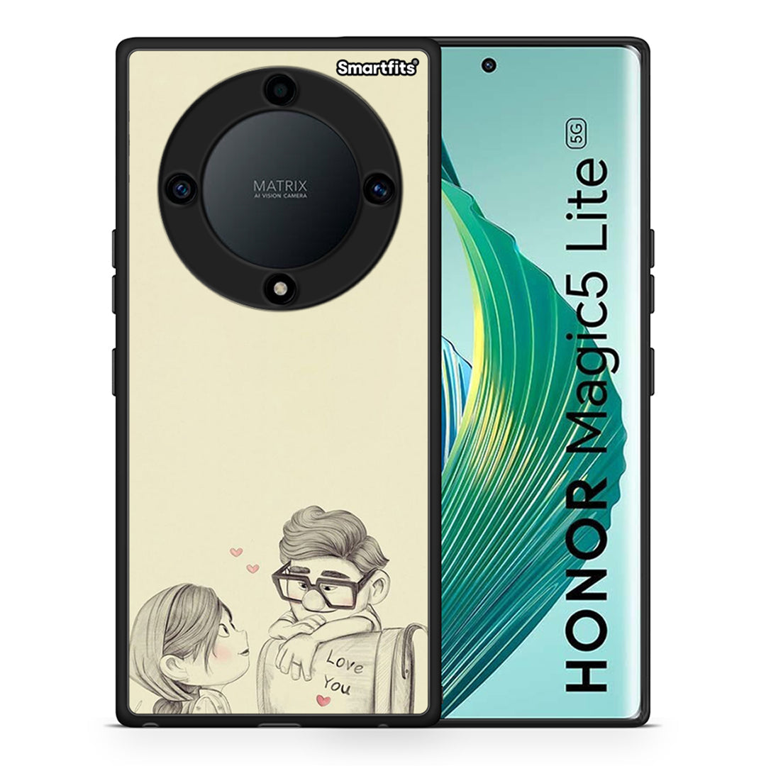 Θήκη Honor Magic5 Lite 5G / X9a Carl And Ellie από τη Smartfits με σχέδιο στο πίσω μέρος και μαύρο περίβλημα | Honor Magic5 Lite 5G / X9a Carl And Ellie Case with Colorful Back and Black Bezels