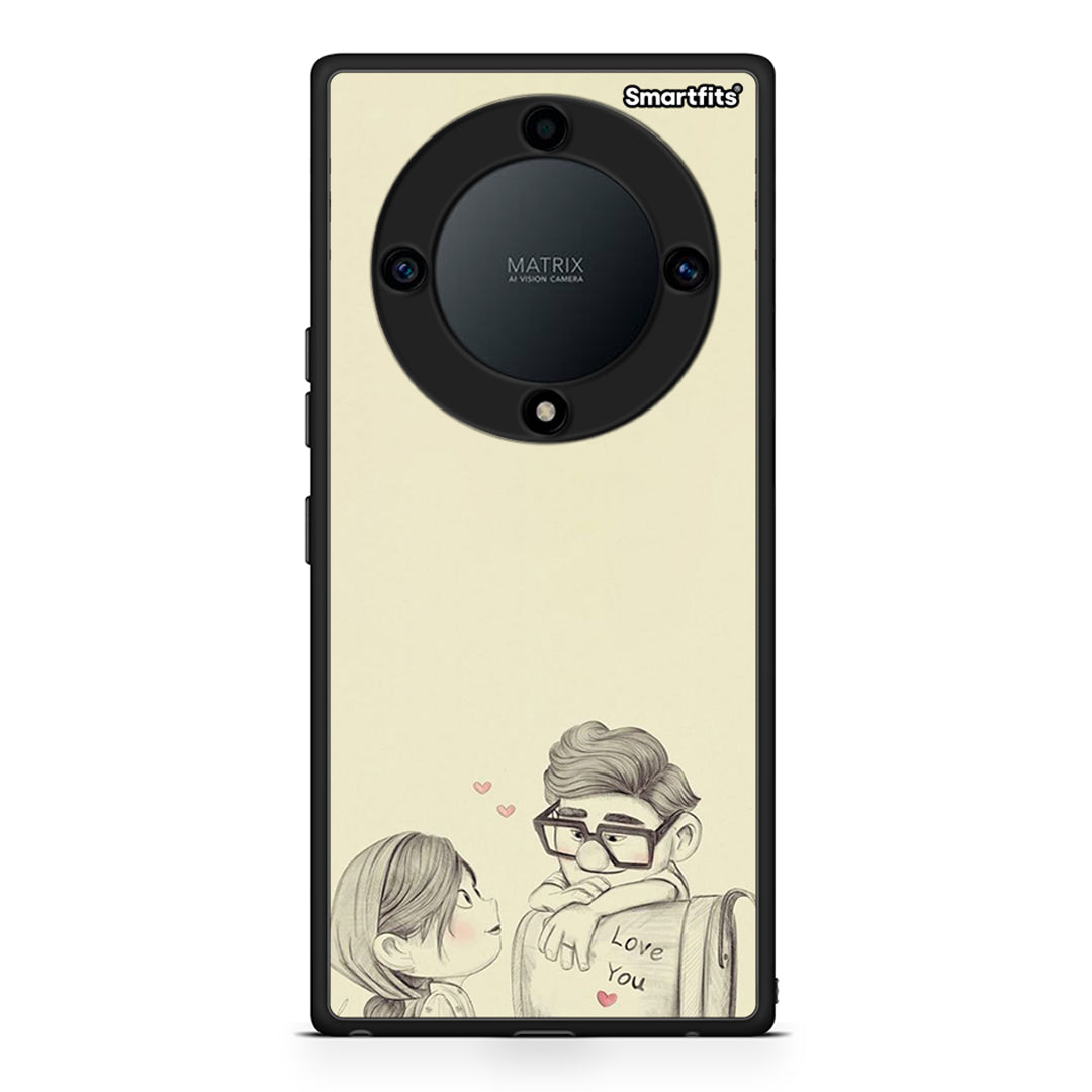 Θήκη Honor Magic5 Lite 5G / X9a Carl And Ellie από τη Smartfits με σχέδιο στο πίσω μέρος και μαύρο περίβλημα | Honor Magic5 Lite 5G / X9a Carl And Ellie Case with Colorful Back and Black Bezels