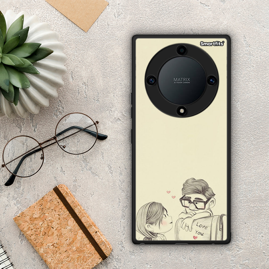 Θήκη Honor Magic5 Lite 5G / X9a Carl And Ellie από τη Smartfits με σχέδιο στο πίσω μέρος και μαύρο περίβλημα | Honor Magic5 Lite 5G / X9a Carl And Ellie Case with Colorful Back and Black Bezels