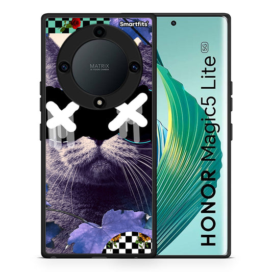 Θήκη Honor Magic5 Lite 5G / X9a Cat Collage από τη Smartfits με σχέδιο στο πίσω μέρος και μαύρο περίβλημα | Honor Magic5 Lite 5G / X9a Cat Collage Case with Colorful Back and Black Bezels