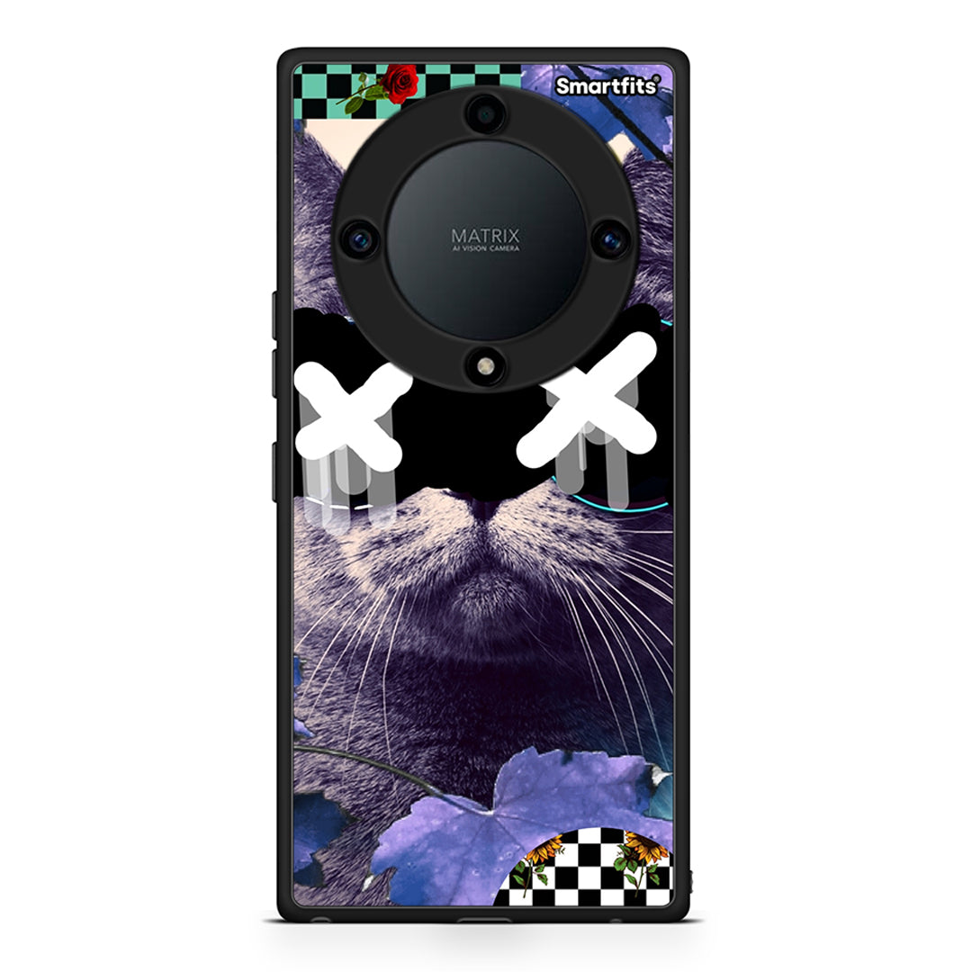 Θήκη Honor Magic5 Lite 5G / X9a Cat Collage από τη Smartfits με σχέδιο στο πίσω μέρος και μαύρο περίβλημα | Honor Magic5 Lite 5G / X9a Cat Collage Case with Colorful Back and Black Bezels