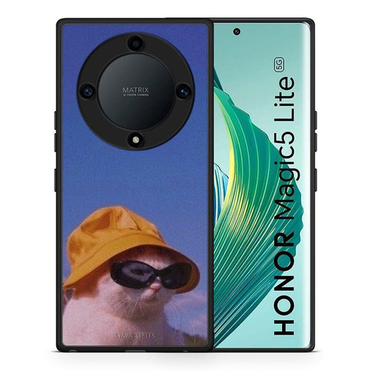 Θήκη Honor Magic5 Lite 5G / X9a Cat Diva από τη Smartfits με σχέδιο στο πίσω μέρος και μαύρο περίβλημα | Honor Magic5 Lite 5G / X9a Cat Diva Case with Colorful Back and Black Bezels
