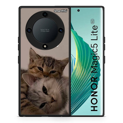 Θήκη Honor Magic5 Lite 5G / X9a Cats In Love από τη Smartfits με σχέδιο στο πίσω μέρος και μαύρο περίβλημα | Honor Magic5 Lite 5G / X9a Cats In Love Case with Colorful Back and Black Bezels
