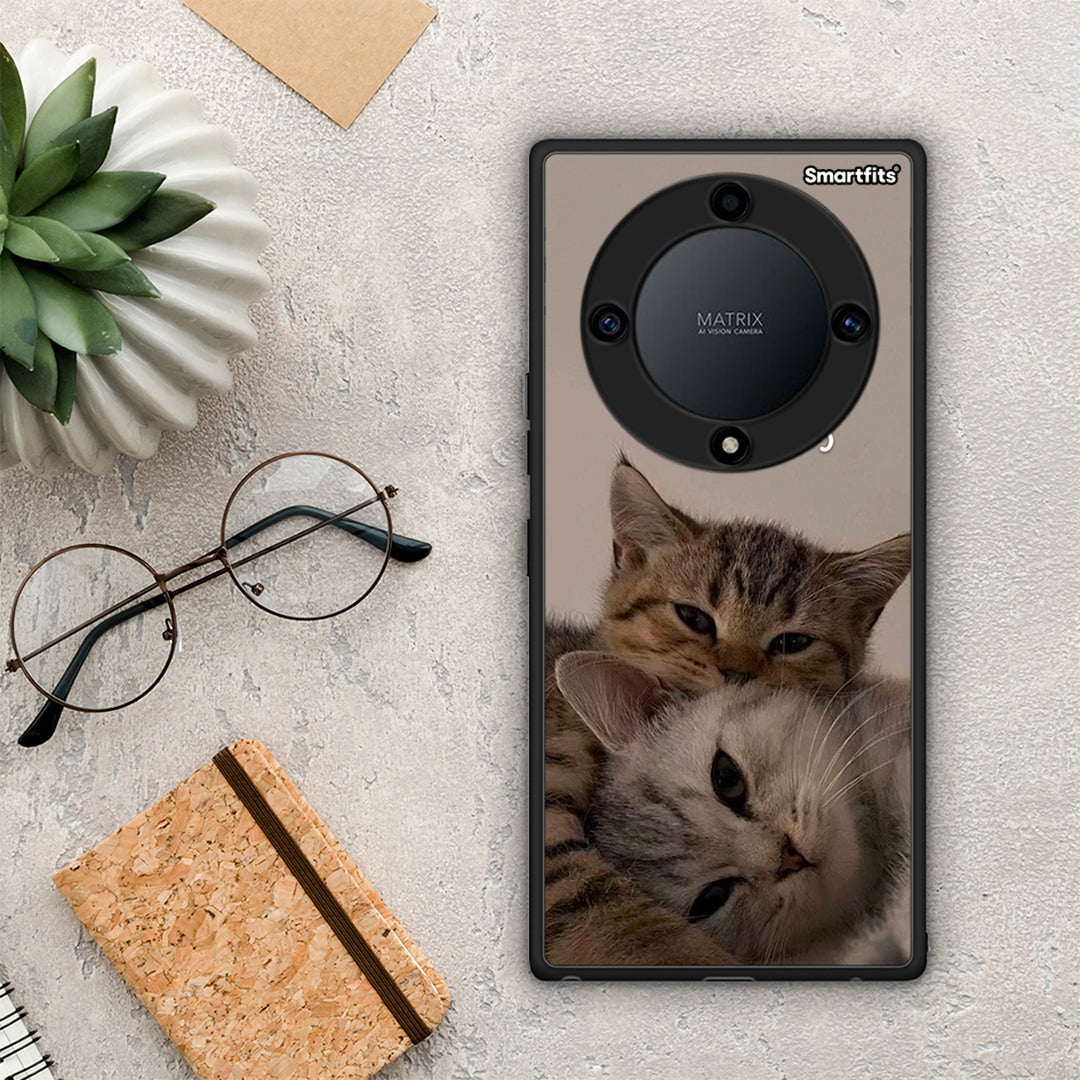 Θήκη Honor Magic5 Lite 5G / X9a Cats In Love από τη Smartfits με σχέδιο στο πίσω μέρος και μαύρο περίβλημα | Honor Magic5 Lite 5G / X9a Cats In Love Case with Colorful Back and Black Bezels