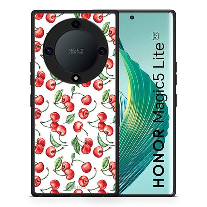 Θήκη Honor Magic5 Lite 5G / X9a Cherry Summer από τη Smartfits με σχέδιο στο πίσω μέρος και μαύρο περίβλημα | Honor Magic5 Lite 5G / X9a Cherry Summer Case with Colorful Back and Black Bezels