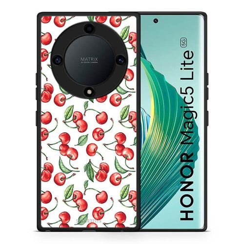 Θήκη Honor Magic5 Lite 5G / X9a Cherry Summer από τη Smartfits με σχέδιο στο πίσω μέρος και μαύρο περίβλημα | Honor Magic5 Lite 5G / X9a Cherry Summer Case with Colorful Back and Black Bezels