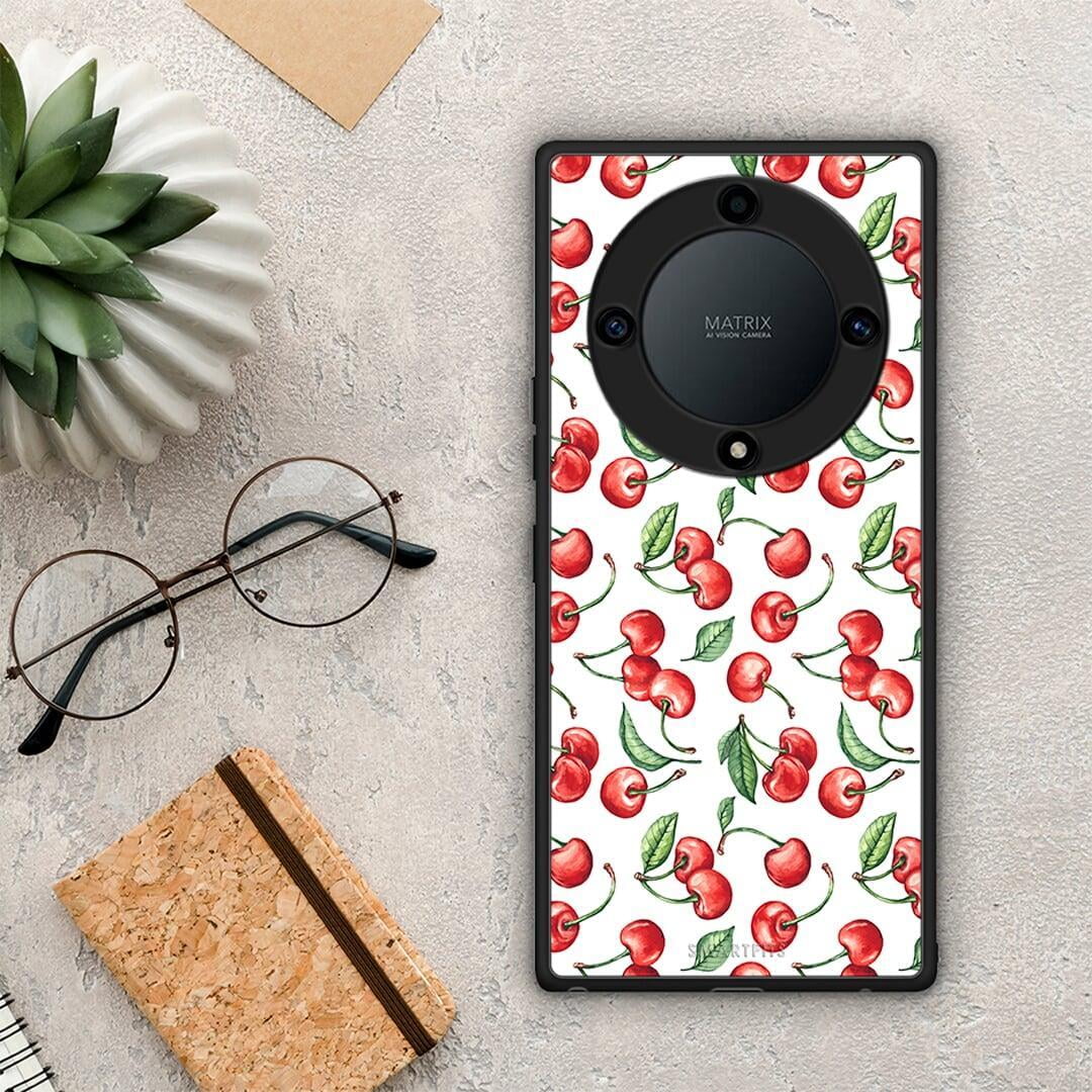 Θήκη Honor Magic5 Lite 5G / X9a Cherry Summer από τη Smartfits με σχέδιο στο πίσω μέρος και μαύρο περίβλημα | Honor Magic5 Lite 5G / X9a Cherry Summer Case with Colorful Back and Black Bezels