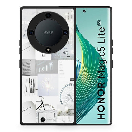 Θήκη Honor Magic5 Lite 5G / X9a Collage Make Me Wonder από τη Smartfits με σχέδιο στο πίσω μέρος και μαύρο περίβλημα | Honor Magic5 Lite 5G / X9a Collage Make Me Wonder Case with Colorful Back and Black Bezels