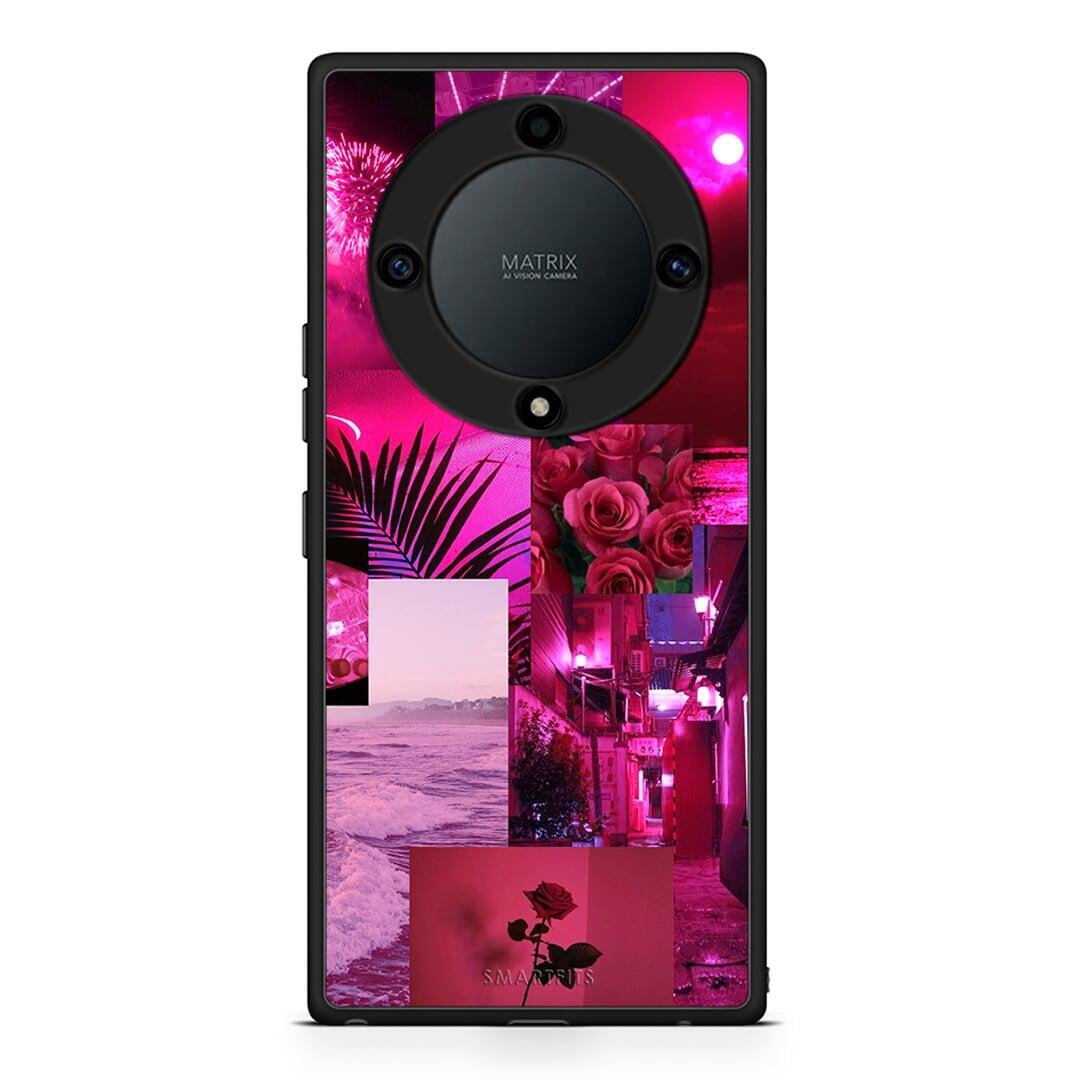 Θήκη Honor Magic5 Lite 5G / X9a Collage Red Roses από τη Smartfits με σχέδιο στο πίσω μέρος και μαύρο περίβλημα | Honor Magic5 Lite 5G / X9a Collage Red Roses Case with Colorful Back and Black Bezels