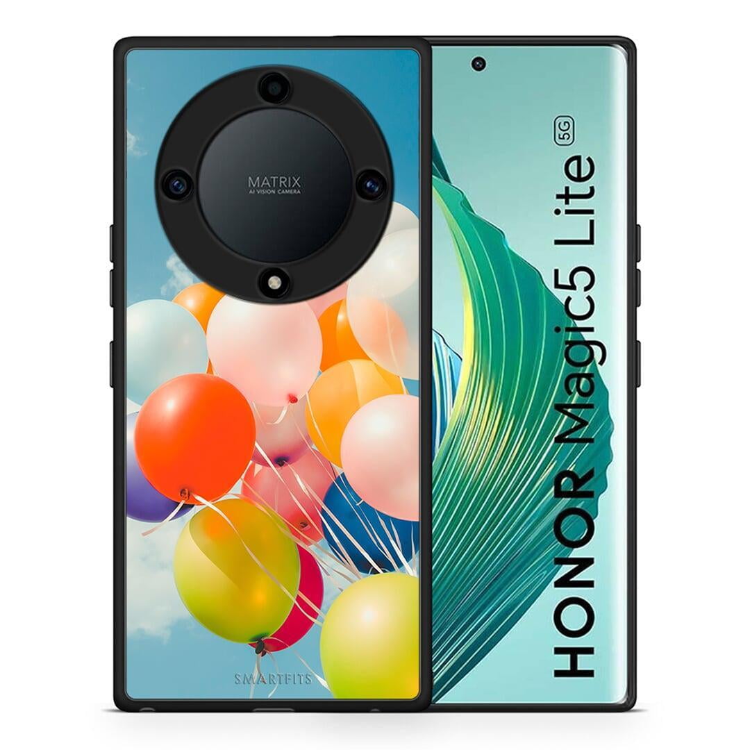 Θήκη Honor Magic5 Lite 5G / X9a Colorful Balloons από τη Smartfits με σχέδιο στο πίσω μέρος και μαύρο περίβλημα | Honor Magic5 Lite 5G / X9a Colorful Balloons Case with Colorful Back and Black Bezels