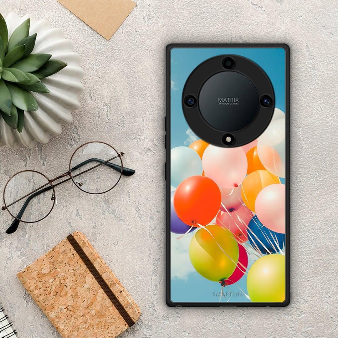 Θήκη Honor Magic5 Lite 5G / X9a Colorful Balloons από τη Smartfits με σχέδιο στο πίσω μέρος και μαύρο περίβλημα | Honor Magic5 Lite 5G / X9a Colorful Balloons Case with Colorful Back and Black Bezels