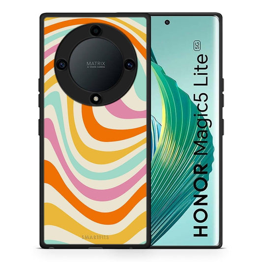 Θήκη Honor Magic5 Lite 5G / X9a Colourful Waves από τη Smartfits με σχέδιο στο πίσω μέρος και μαύρο περίβλημα | Honor Magic5 Lite 5G / X9a Colourful Waves Case with Colorful Back and Black Bezels