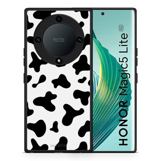 Θήκη Honor Magic5 Lite 5G / X9a Cow Print από τη Smartfits με σχέδιο στο πίσω μέρος και μαύρο περίβλημα | Honor Magic5 Lite 5G / X9a Cow Print Case with Colorful Back and Black Bezels