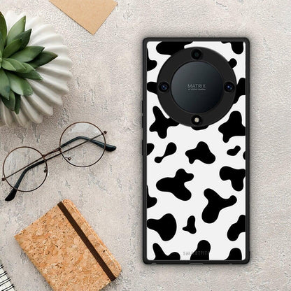 Θήκη Honor Magic5 Lite 5G / X9a Cow Print από τη Smartfits με σχέδιο στο πίσω μέρος και μαύρο περίβλημα | Honor Magic5 Lite 5G / X9a Cow Print Case with Colorful Back and Black Bezels