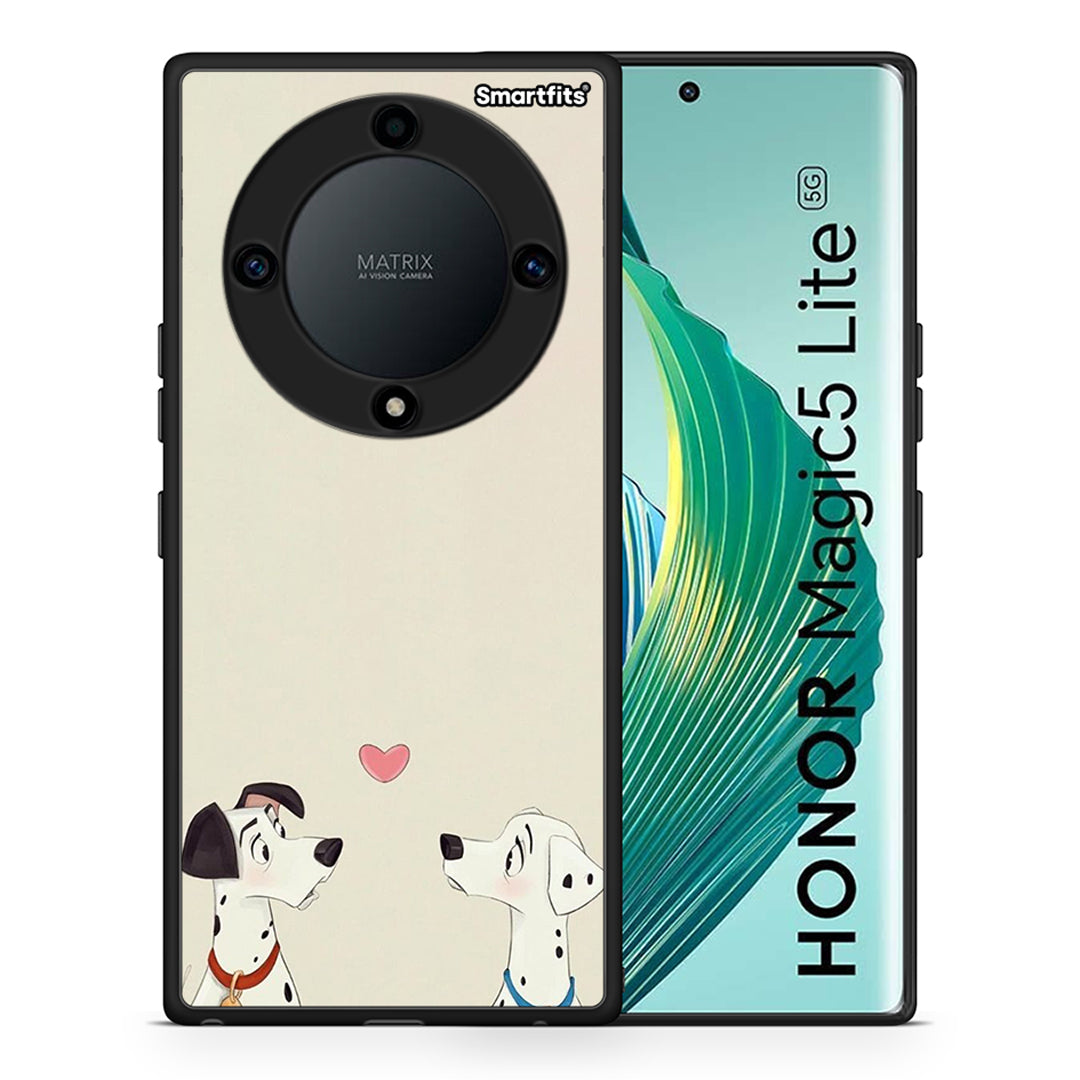 Θήκη Honor Magic5 Lite 5G / X9a Dalmatians Love από τη Smartfits με σχέδιο στο πίσω μέρος και μαύρο περίβλημα | Honor Magic5 Lite 5G / X9a Dalmatians Love Case with Colorful Back and Black Bezels