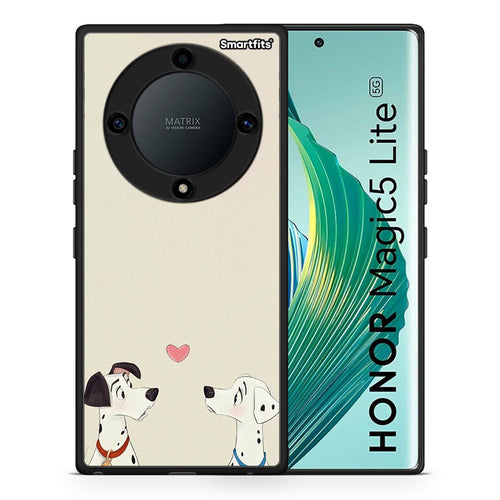 Θήκη Honor Magic5 Lite 5G / X9a Dalmatians Love από τη Smartfits με σχέδιο στο πίσω μέρος και μαύρο περίβλημα | Honor Magic5 Lite 5G / X9a Dalmatians Love Case with Colorful Back and Black Bezels