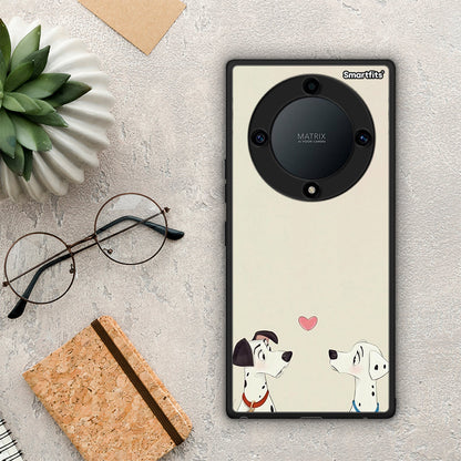 Θήκη Honor Magic5 Lite 5G / X9a Dalmatians Love από τη Smartfits με σχέδιο στο πίσω μέρος και μαύρο περίβλημα | Honor Magic5 Lite 5G / X9a Dalmatians Love Case with Colorful Back and Black Bezels