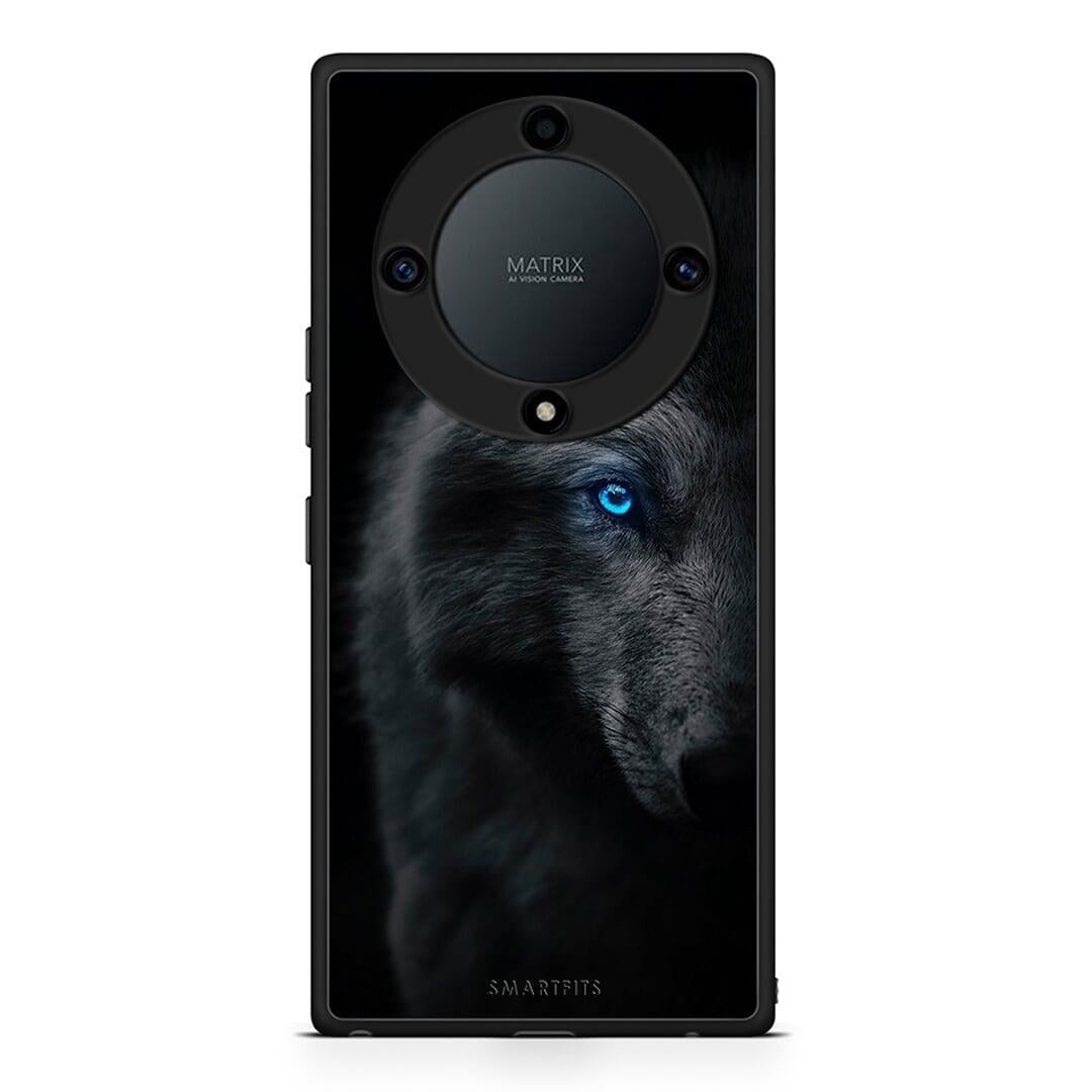 Θήκη Honor Magic5 Lite 5G / X9a Dark Wolf από τη Smartfits με σχέδιο στο πίσω μέρος και μαύρο περίβλημα | Honor Magic5 Lite 5G / X9a Dark Wolf Case with Colorful Back and Black Bezels