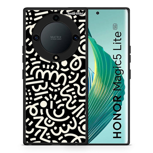 Θήκη Honor Magic5 Lite 5G / X9a Doodle Art από τη Smartfits με σχέδιο στο πίσω μέρος και μαύρο περίβλημα | Honor Magic5 Lite 5G / X9a Doodle Art Case with Colorful Back and Black Bezels