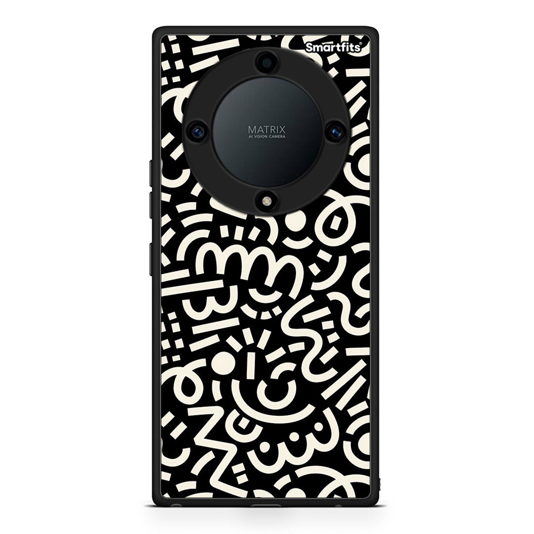 Θήκη Honor Magic5 Lite 5G / X9a Doodle Art από τη Smartfits με σχέδιο στο πίσω μέρος και μαύρο περίβλημα | Honor Magic5 Lite 5G / X9a Doodle Art Case with Colorful Back and Black Bezels