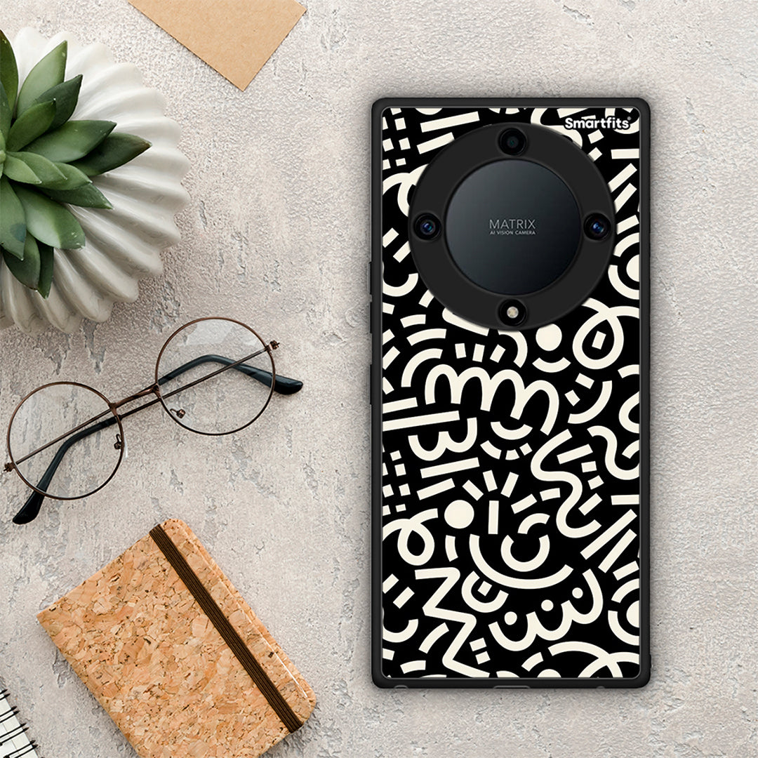 Θήκη Honor Magic5 Lite 5G / X9a Doodle Art από τη Smartfits με σχέδιο στο πίσω μέρος και μαύρο περίβλημα | Honor Magic5 Lite 5G / X9a Doodle Art Case with Colorful Back and Black Bezels